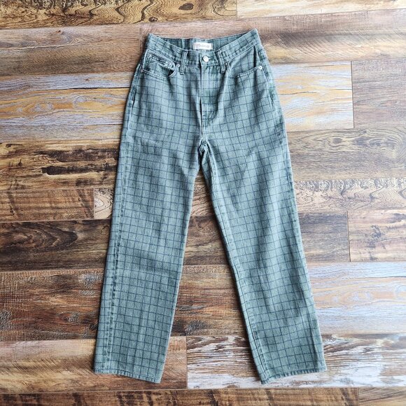 NWoT Madewell The Perfect Vintage Straight Jean Windowpane Plaideans Green - Picture 4 of 14